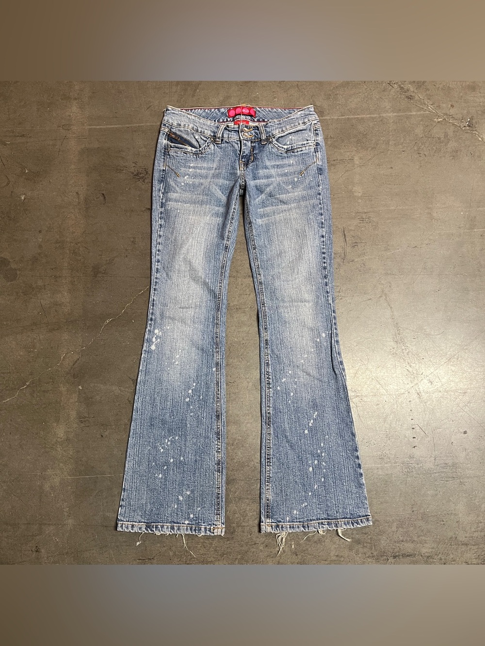 Glo Women’s Low Rise Distressed Flare Jeans